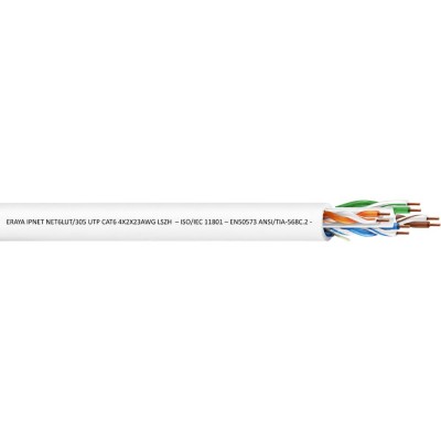 Cavo Rete Utp Cat 6 4X2X23Awg non Schermato LSZH Bianco