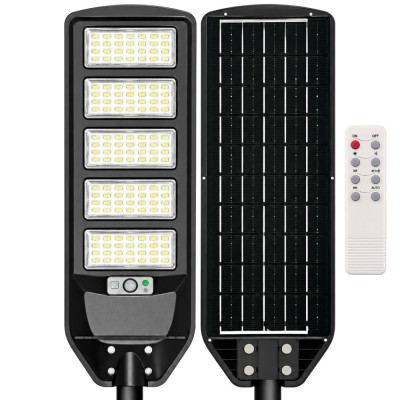 Optonica Lampada LED stradale solare IP65 con telecomando 20W Luce fredda 6000K 18Ah Plastica 120º Sensore Crepuscolare