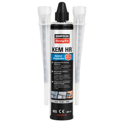 KEM HR 955 Vinilestere Ibrido 300ml Certificato Sismico C1 C2 Indurimento Veloce Resistenza Raggi UV Acqua Terremoto