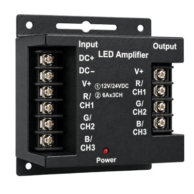 Ledco CT400 Amplificatore di segnale RGB IP20 24/12 Vdc 3 canali -20°/+60°C Fissaggio a Parete Controllo Colorato
