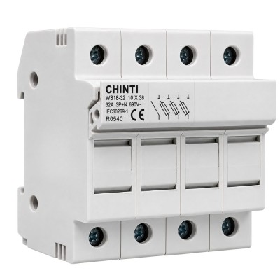 Chint 80540 WS18/32-3PN Base Portafusibile 3P+N 10,3x38 32A 50/60 Hz 230/400 Vac Fusibile Cilindrico Moduli DIN 4