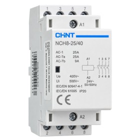 Chint 256090 NCH8-25.40/24 Contattore Modulare 25A 4NA 24Vac 2M IP20 4 Poli IEC/EN 61095 50/60 Hz Guida DIN 2 Moduli