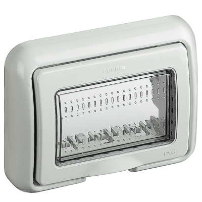 Coperchio Idrobox Bticino 25603 Grigio Ip55 Per Installazione Incassata in scatola 503E di 3 moduli